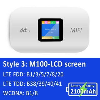 TIANJIE 4G 모바일 3000MAH 배터리 핫스팟 무선 안전 2100 모뎀 FI 지원 밴드 글로벌 WIFI 휴대용 LTE, M100 LCD, 1개