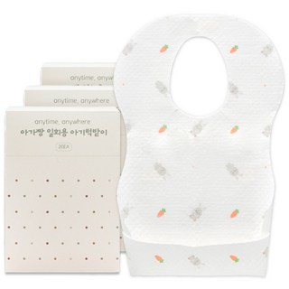 아가짱 유아용 일회용 턱받이, 당근토끼, 20개입, 3개
