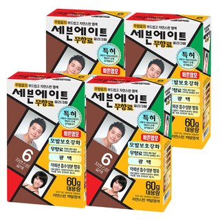 세븐에이트 무향료 칼라크림 염색제, 4개, 6호 자연스런 갈색