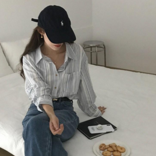 [뉴데이]퓨어 여성 데일리 스트라이프 셔츠