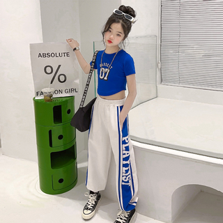해피델리 주니어 리스트 레터링 상하세트 초등학생 고학년 여자아이 크롭 반팔티 여름 상하복 방송댄스복