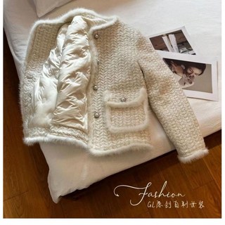 [2컬러] 패딩안감 겨울 퍼 트위드 자켓