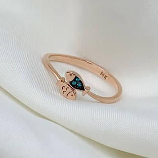 14K 18K 금 두마리 물고기반지 애끼반지 검지 중지 우정반지