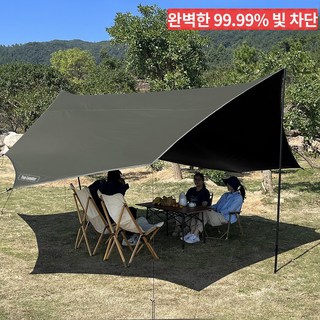 탑랜더 대형 팔각형 캠핑 방수 암막 블랙코팅 타프 UV50 차단 야외 및 관광용, 천 타프만, 올리브 그린