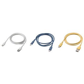 시트브룬 이케아 USB케이블 충전케이블 과열방지 기능 엉킴방지 휴대폰 충전선, 블루(USB-C to C), 1개