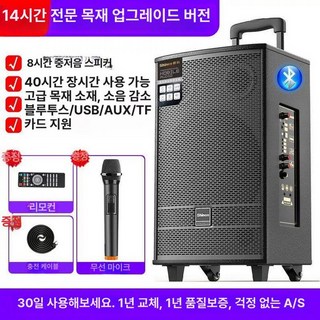 블루투스 스피커 야외 무선 앰프 우퍼 버스킹 공연, 기본 색상, 14인치 플래그십+마이크 1개