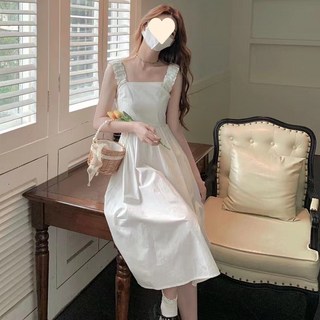 여성 여름 끈나시 원피스 밴딩 민소매 슬리브리스 스퀘어넥 슬림핏 심플 드레스 롱원피스