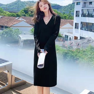 여성 베이직 긴팔 니트 원피스