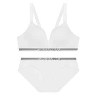 게스 언더웨어 에어로쿨 로고 아웃밴드 아이보리 노와이어 브라 팬티 세트