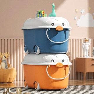 다용도 캐릭터 바퀴 블럭 바스켓 토이박스 수납함 리빙박스 장난감 보관함 대형 G485 대형(블루) 1개 상품 이미지