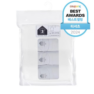 베이직하우스 남녀공용 통기성 순면라운드 30수 반팔티 오리지널팩 3p HATS0101