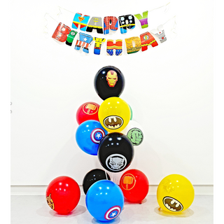 어벤져스 마블 가랜드 다발 풍선 세트 히어로 어린이집 유치원 아들 특별한 생일 축하 장식, 가랜드+풍선+풍선꽂이, 1세트