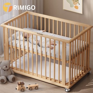 Trimigo 원목 아기침대 유아 원목 다기능 이동식 침대 baby 신생아 원목침대+ 유아전용 매트리스 포함, 원목색상