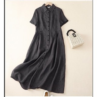 POMTOR여성 린넨 셔츠 원피스 우아한 고급스러운 데일리룩