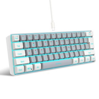 Snpurdiri 60% 유선 게이밍 키보드 RGB 초소형 미니 키보드 PC/맥 게이머 타이피스트 여행용 방수 기계식 느낌 소형 키보드 출장 시 간편한 휴대블루 와트, 화이트 및 그레이