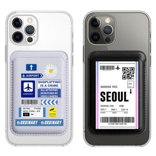 비행기 티켓 보딩패스 맥세이프 가죽 카드지갑, 1개, 13번 디자인 도쿄 보딩패스