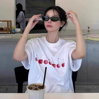 소스룸 체리 라운드넥 루즈핏 면 반팔티