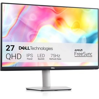 정품 Dell S2722DC 모니터 - 27인치 WQHD2560x1440 75Hz 4Ms 디스플레이 AMD 프리싱크 내장 스피커 USB 타입-C 연결 높이피봇스위벨틸트 조정 플, 27 Inches, USB-C