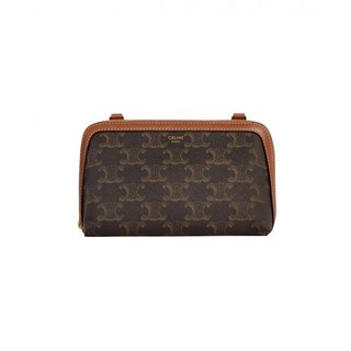 [정품아닐시3배보상] 셀린느 트리옴페 캔버스 & 램스킨 체인 클러치 탄 Celine Clutch with Chain in Triomphe