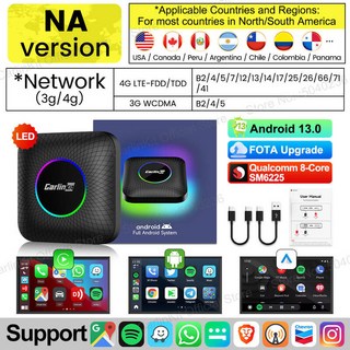 카플레이 안드로이드 13 CarlinKit CarPlay AI Box Qualcomm SM6225 무선 Netflix YouTube FOTA 업그레이드 용 자동 스마트 TV 박스, NA Android 13 LED, 8GB 128GB