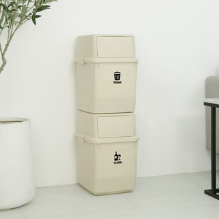 내츄럴 분리수거함 35L 2P, 베이지