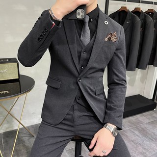 Titikong 수트 정장세트 남성정장 남자 세미 캐주얼 셋업 수트 하객룩 면접 결혼식 3랙 3피스코트+조끼+바지