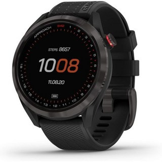 Garmin Approach S42 GPS 골프 스마트워치 1.2인치 터치스크린을 갖춘 경량 42 000개 이상의 프리로드 코스 건메탈 세라믹 베젤 및 블랙 실리콘 밴드, Gunmetal Ceramic Bezel and Bla, Smartwatch, 1개