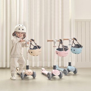 베네베네 킥앤롤 광폭 LED 폴딩 유아 아기 어린이 킥보드 스쿠터 접이식 씽씽카, 브라운, 1개