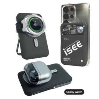 isee 아이시3in1대용량 쿨링 맥세이프 터보 냉각팬 거치대 무선고속충전 리튬 폴리머 보조배터리 10000mAh, 블랙(갤럭시워치 전용)