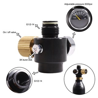 OBKEY 0.38L 0.5L 탱크밸브 조절기 출력 0-5000psi CO2 리필 페인트볼 HPA PCP 공기총 소방 스쿠버다이빙, 콘센트 밸브