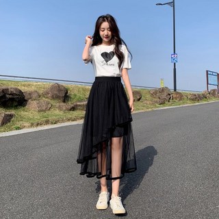 YioYcc 밴딩 A라인 언밸런스 치맛자락 루즈핏 롱스커트