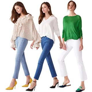 [바이유] 여성 라이크라 밴딩 데님 팬츠 3종택1_MDAW