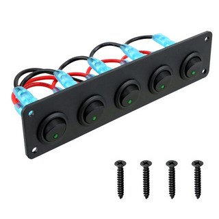 인테리어 부품 5 갱 방수 LED 라운드 대시 로커 토글 스위치 패널 12-24V RV 요트 MarineCar 마린, [03] green, 03 green