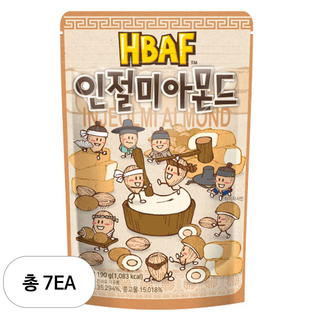에이치비에이에프 인절미 아몬드, 190g, 7개