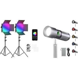 NEEWER 뉴어 2팩 660 PRO RGB LED 비디오 라이트 스튜디오 패널 키 조명 게이밍 스트리밍 줌 유튜브 웹엑스 사진 촬영용 50W 바이컬러 FL10 사진용 플래시라, NEEWER 뉴어 2팩 660 PRO RGB LED 비