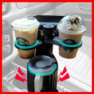 다이룸마켓 360도 회전 차량용 컵홀더 트레이, 1개, 블랙