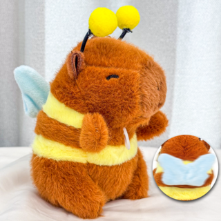 Luzsol 움직이는 카피바라 인형 열쇠고리 키링 가방 차키, 1개, 날개파닥 벌