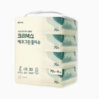 크리넥스 에코그린 생분해 물티슈 70매X4입, 70개입, 4개