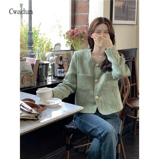 Cwadun 봄 조커 트위드 짠 짧은 코트 여성 QQ508