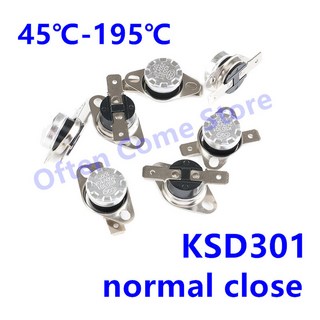 바이메탈 온도 조절기 KSD301 10A 250V 정상 폐쇄 스위치 75C 85C 95C 110C 130C 150C 180C 45-190, 45 degree, 1개