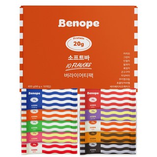 베노프 단백질바 소프트바 버라이어티팩 10종 10개입, 1세트, 600g