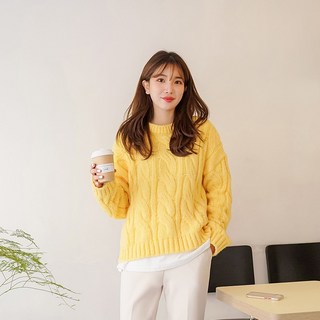 레먼 꽈배기 니트