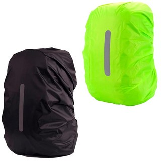 MOPHOEXII 2팩 방수 백팩 레인 커버 초경량 컴팩트 휴대용 반사 하이킹 캠핑 여행용, L (For 40L-55L backpack), 블랙 1개 + 그린 1개