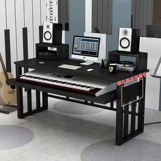 음원 녹음실 테이블 스튜디오 작곡 작업대 데스크 책상, 140x60x83블랙+칠판(피아노홀더125.6cm)