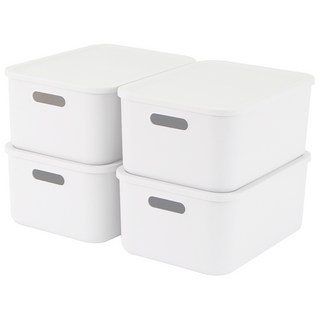 엠비코 국내산 다용도 팬트리 리빙박스, 화이트, M, 4개