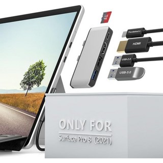 4k HDMI 탑재 서피스 프로 11/10/9 허브 USB C Thunerbolt 4(디스플레이)+PD 충전+데이터) USB 3.0 * 2 SD&TF 카드 슬롯 3.5m, SP8-HDMI, 1개