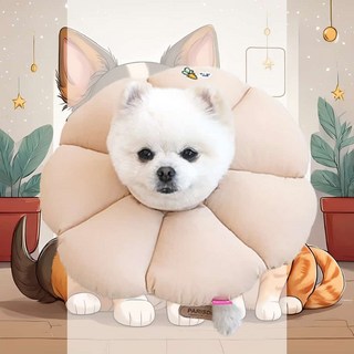 반려동물 쿠션 넥카라 베이지M 안전성 핥음방지 착용감 수술회복 빠른회복 상처보호, 1개