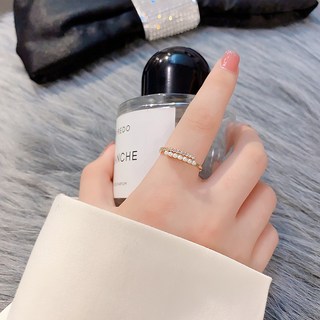 미츠유 S925 언발란스 큐빅 진주반지