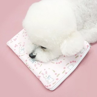 호나미네 핸드메이드 여름 인견 리본핑크토끼 보냉백 아이스팩 파우치, 1개, 핑크
