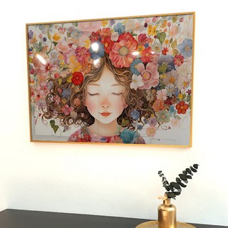 앙리아트 여인 여자 그림 돈을 가져다주는 꽃 인테리어 풍수 그림 거실 액자, 4번 꽃 머리 여인_E(감은눈 곱슬머리)